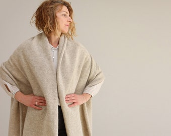 Wool Mohair Silk Blanket Scarf - Thick and Cozy, Handmade in Latvia by Agnese Kirmuza.
