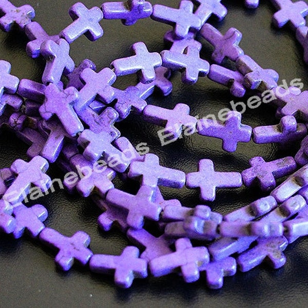 purple Cross Turquoise beads,12x16mm, Loose Strand ,Gemstone beads,  Howlite Beads 15 inch