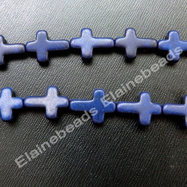 Blue Cross Turquoise beads,12x16mm, Loose Strand ,Gemstone beads,  Howlite Beads 15.5 inch