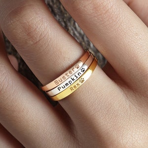 Dog Name Ring, Pet Name Ring, Dog Memorial Gift, Loss of Dog Gift, Pet on Ring, Cat Loss Gift, Pet Lover  Gift, Dog Mom Jewelry