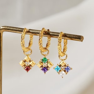 Mom Earrings, Family Birthstone Earrings, Children Birthstone Earrings, Mother's Day Birthstone Gift, Multiple Birthstone Earrings