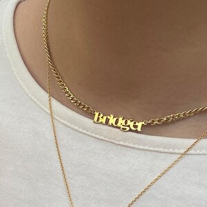 Nameplate Necklace, Personalized Necklace For Her, Gold Name Jewelry, Teenage Birthday Gift, Curb Chain Name Necklace, High School Girl Gift image 4