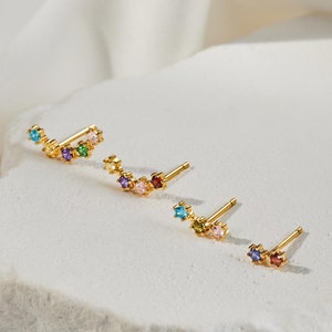 Birthstone Earring Stud, Mom Earrings, Multiple Birthstone Earrings, Kids Birthstone Jewelry, Dainty Birthstone Studs, Mother's Day Gift