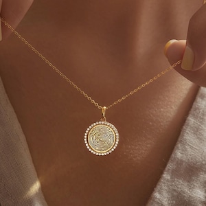 Thumbprint Necklace, Memorial Jewelry, Fingerprint Necklace Gold, In Memory Of Dad Jewelry, Loss of Mother Necklace, Keepsake Jewelry