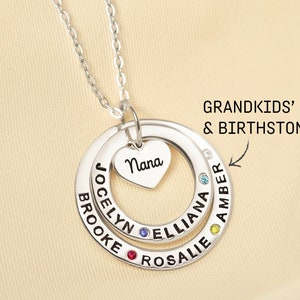 Nana  Gifts, Grandmom Necklace With Birthstone, Grandkids Names Necklace, Granny Jewelry Personalized, Mimi Gift Necklace
