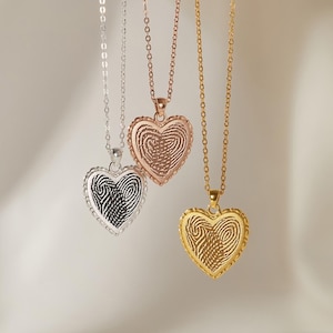 Double Fingerprint Heart Necklace, Two Fingerprint Necklace, Couple Fingerprint, Thumbprint Necklace Gold, Memorial Necklace