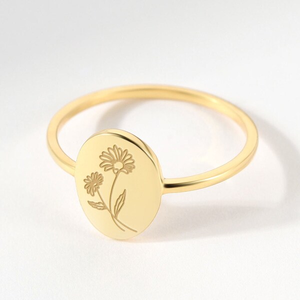 Birth Month Flower Ring Etsy