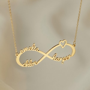 Children Name Necklace,  Mother&#39;s Day Necklace, Mom Necklace With Kids Names, Infinity Name Necklace, Mom Jewelry, Family Name Necklace
