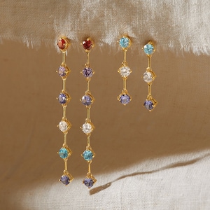 Multiple Birthstone Earrings, Kids Birthstone Earrings, Mother Earrings, Personalized Jewelry For Mom, Gift For Mom
