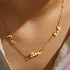 Multiple Name Necklace, Dainty Name Necklace, Family Name Necklace, Kids Name Necklace, Name Jewelry, Gift for Mom Grandma, Gift for Wife