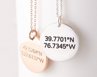 Good Bye Gift • Long Distance Friendship • Silver coordinates jewelry • Latitude longitude necklace • Best friend necklace • Going away gift