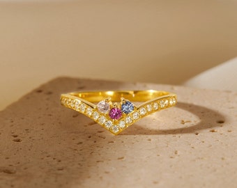 Grandma Ring Personalized, Grandmother Ring 3 Stones, Grandma Birthstone Ring, Mothers Day Jewelry Gift, Grandma Jewelry