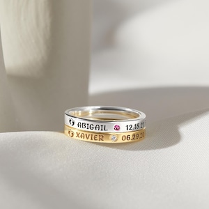 Neue Mom Geschenke, erste Mal Muttertag Geschenk, neue Mom Ring, Baby-Dusche-Geschenk, Baby-Statistiken Ring, neue Mom Schmuck, Push-Geschenk für die neue Mutter