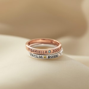 Mama Ring mit Kinder Namen & Geburtssteine, Ring für Mama, Benutzerdefinierte Birthstone Ring, mehrere Namen Ring, Familien Schmuck