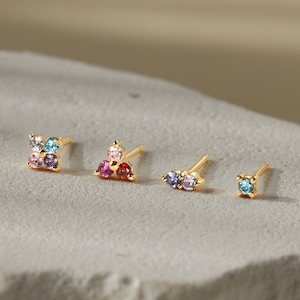 Birthstone Earrings Stud, Kids Birthstone Earrings, Earrings For Mom, Multiple Birthstone Jewelry, Dainty Birthstone Earrings, Birthday Gift