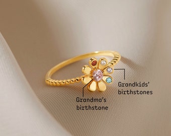 Grandma Birthstone Ring, Grandma Ring Personalized, Family Birthstone Ring, Mothers Day Birthstone Ring, Birthstone Jewelry,Gift For Grandma