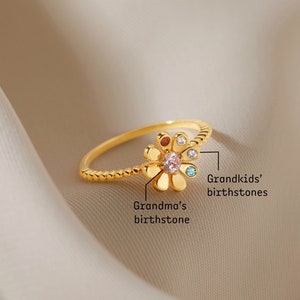 Grandma Birthstone Ring, Grandmother Ring Personalized, Family Birthstone Ring, Nana Ring With Birthstones, Mothers Day Gift For Granny