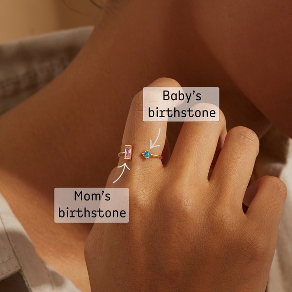 Mom To Be Ring, New Mom Jewelry, Birthstone Ring for Mom, Mothers Day Birthstone Ring, Mom Ring Birthstone, Gift For New Mom