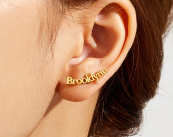 Personalized Name Ear Climber Earrings, Custom Mothers Day Earrings for Women, Name Climbing Earrings, Name Ear Climbers, Gift for Her