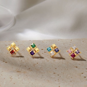 Family Birthstone Earrings, Mom Gifts, Children Birthstone Earrings, Multiple Birthstone Earrings, Birthstone Gift For Mom