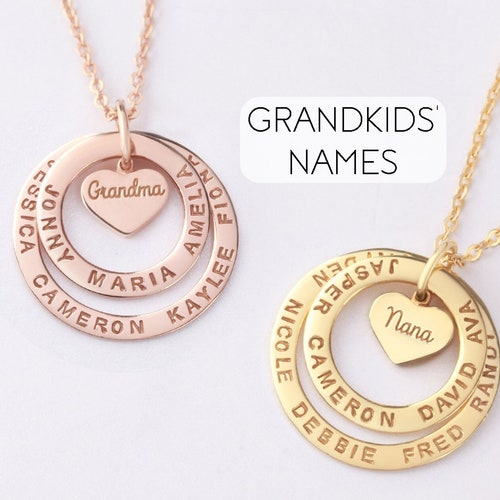 Personalized Grandma Necklace Grandmother Birthday Gift Etsy