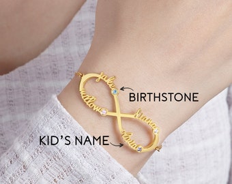 Infinity Name Bracelet, Mom Bracelet With Kids Names, Birthstone Bracelet Mother, Mother Daughter Bracelet, Mothers Day Bracelet for Mom