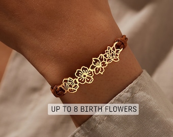 Mom Armband, Muttertagsgeschenke für Mama, Geburtsblumenarmband, Geburtsblumenschmuck, Geburtstagsgeschenke für Mama