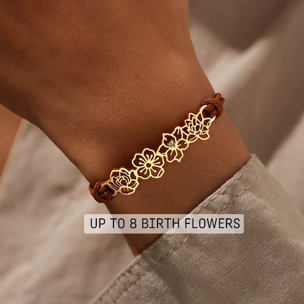 Bracelet pour maman, cadeaux de fête des mères pour maman, bracelet fleur de naissance, bijoux fleurs de naissance, cadeaux d'anniversaire pour maman