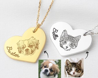 Pet Photo Necklace, Dog Memorial Gift, Loss of Pet Jewelry, Pet Portrait Gift, Dog Mom Necklace, Cat Lover Jewelry, Pet Grief Gift