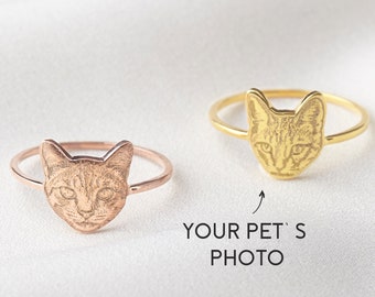 Pet Photo Ring, Cat and Dog Photo Rings, Dog Mom Mothers Day Gift, Pet Portrait Pendant, Pet Memorial Ring,Gift for Pet Lovers, Pet Sympathy