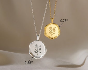 Family Birth Flower Necklace, Birth Flower Mom Necklace, Mother's Day Gift Necklace, Sentimental Gifts For Mom, Engraved Necklace For Mom