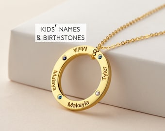 Mother Necklace with Names, Custom Mothers Day Gift for Mom,Necklace With Kids Names,Children Birthstone Jewelry, Mother In Law Gift