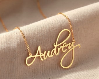 Gold Nameplate Necklace • Dainty Name Jewelry • Script Name Necklace • Young Niece Necklace • Tween Birthday Gift • Teenage Birthday Gift