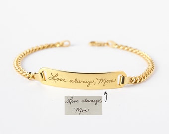Gold-Memorial Schmuck, Handschrift Armband, Geschenk zum Muttertag von der Tochter, personalisierte Gravur Armband, Signatur Geschenke, Geschenk für Mama