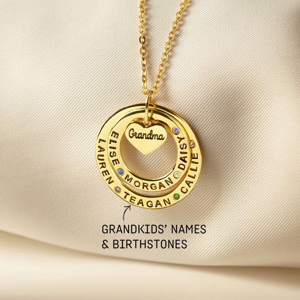 Nana Gifts, Grandmom Necklace With Birthstone, Grandkids Names Necklace, Granny Jewelry Personalized, Mimi Mothers Day Gift Necklace