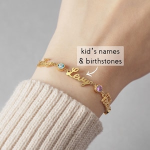 Birthstone Names Bracelet, Bracelet for Mom, Multiple Names Bracelets, Mothers Day Jewelry, Custom Gift For Mom, Custom Names Bracelet