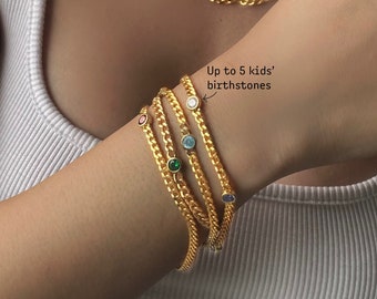 Family Birthstone Bracelet for Mom, Multiple Birthstone Jewelry, Custom Jewelry for Mothers Day, Mother Bracelet with Kids Birthstones