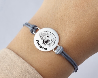 Custom Pet Portrait, Dog Photo Bracelet, Pet Loss Gift, Pet Memorial Gift for Dog Mom, Pet Owner Gift, Memorial Gift