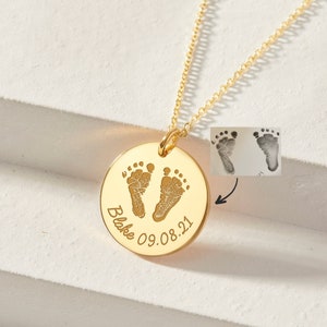 Mom Necklace With Feet, Baby Footprint Necklace, Foot Print Necklace, New Mom Gift, Foot Print Jewelry, Mothers Day Gift image 5