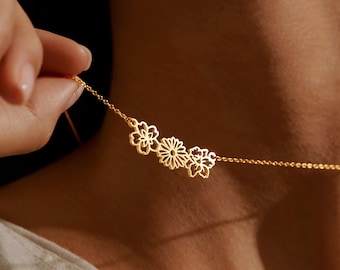 Mothers Day Necklace, Necklace with Birth Flower, Mom Gifts Necklace, Gifts For Mother From Daughter, Family Necklace For Mom