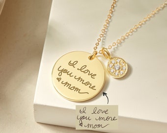 Engraved Handwriting Jewelry, Handwriting Necklace For Mom, In Memory of Loved One Jewelry, Signature Jewelry, Mothers Day Jewelry Gift