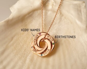 Mothers Day Necklace With Names, Birthstone Necklace For Mom, Mom Necklace With Kids Names, Family Necklace, Mom Jewelry, Mother In Law Gift