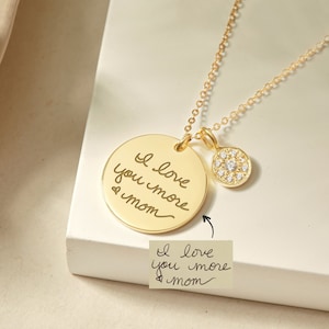 Engraved Handwriting Jewelry, Handwriting Necklace For Mom, In Memory of Loved One Jewelry, Signature Jewelry, Mothers Day Jewelry Gift