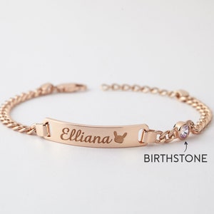 Baby Girl Bracelet, Kid Valentine Gift, Custom Name Bracelet For Kid, Boy ID Bracelet Gold, Toddler Bracelet, Little Girl Gift Bracelet image 1