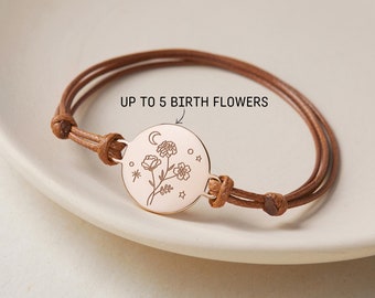 Personalized Bracelets For Mom, Combined Birth Flower Bracelet, Mom Jewelry, Mother In Law  Gifts, Mom Bracelet Silver, Jewelry For Mom