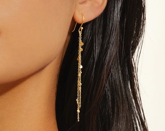Dainty Threader Earrings, Long Chain Earrings, Gold Ear Threaders, Minimalist Jewelry, Gift For Her, Women Earrings