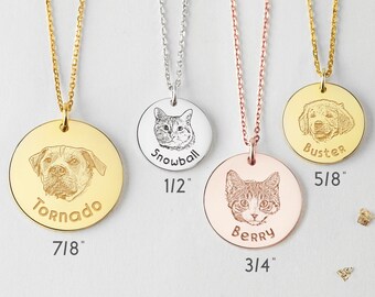 Pet Portrait Necklace,  Memorial Custom Jewelry, Personalized Cat Necklace, In Memory Of Dog Necklace, Animal Lover Gift, Cat Mom Gift