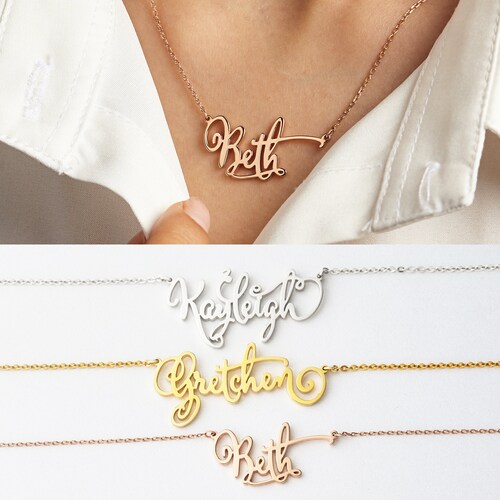 Name Necklace Rose Gold Teen Girls 