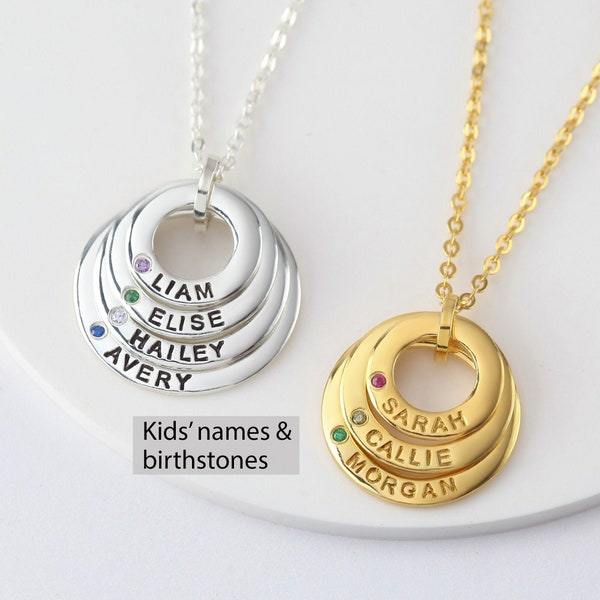 Mom Necklace Birthstone, Mother's Day Jewelry With Birthstones, Mom Necklace With Kids Names, Children Birthstone Jewelry, Mom Necklace