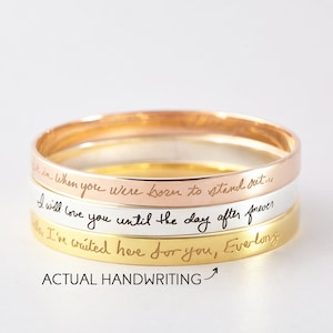 Mothers Day Handwriting Jewelry • Handwritten Bangle •  Memorial Gift • Custom Jewelry With Handwriting • Silver Handwritten Bracelet